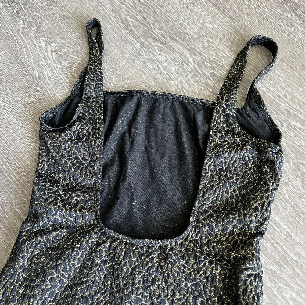 Andie X Demi Moore Marseilles One Piece Swimsuit Small Black Gold Glitter - Image 12