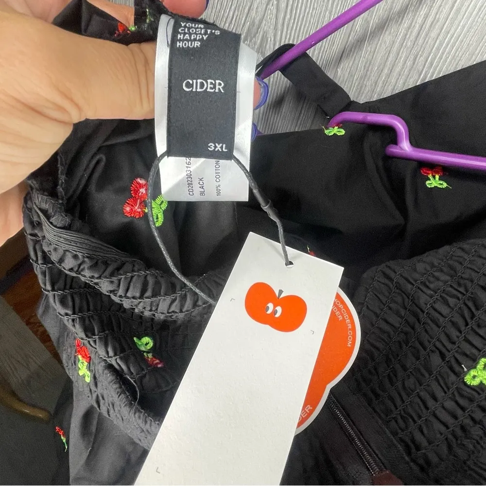 Nwt cider oversized pant jumper romper sleeveless cherry embroidered cotton 3x - Image 6