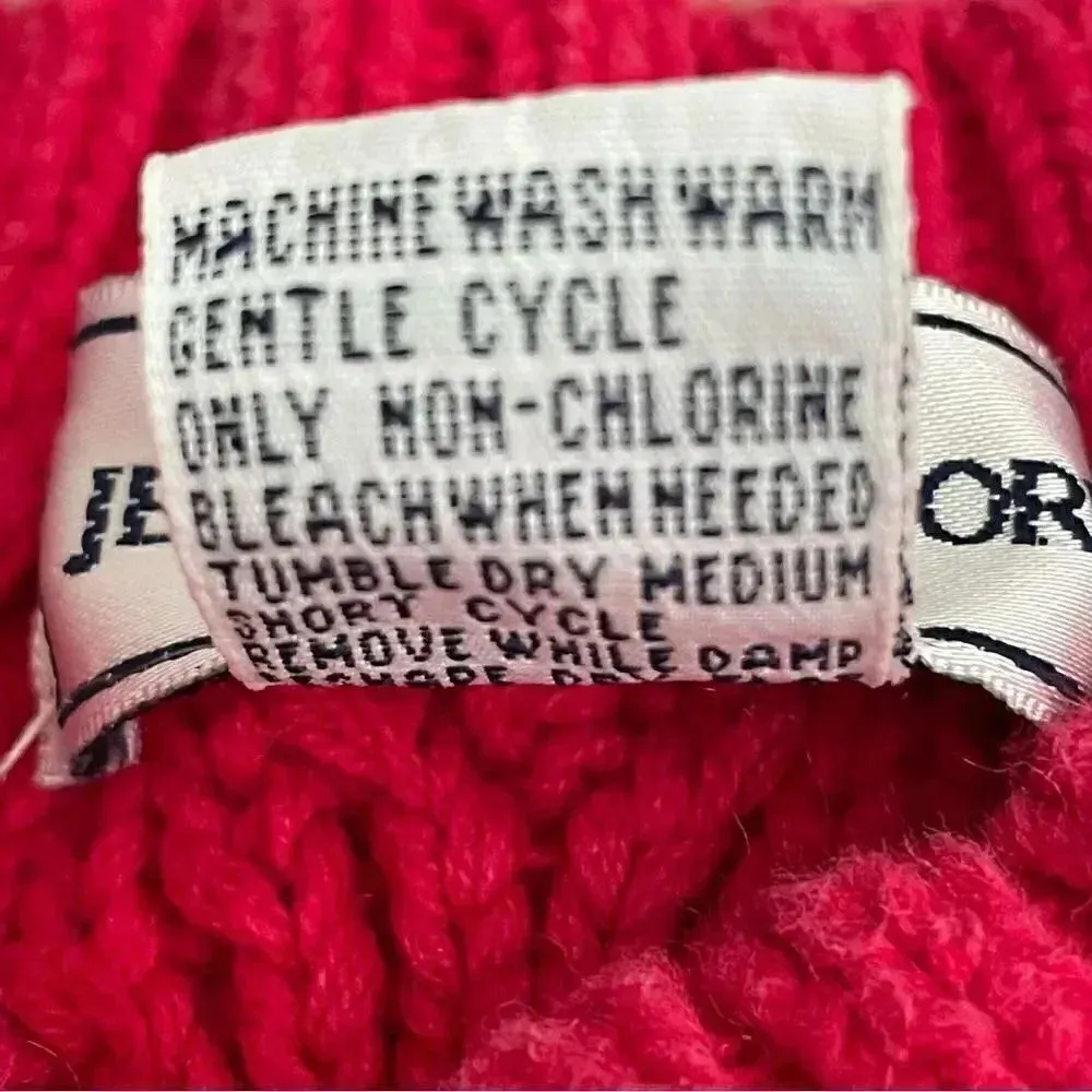 Jennifer Moore Vintage Cotton Red Cable Knit Shoulder Pads Y2K Cozy Sweater SZ M - Image 6