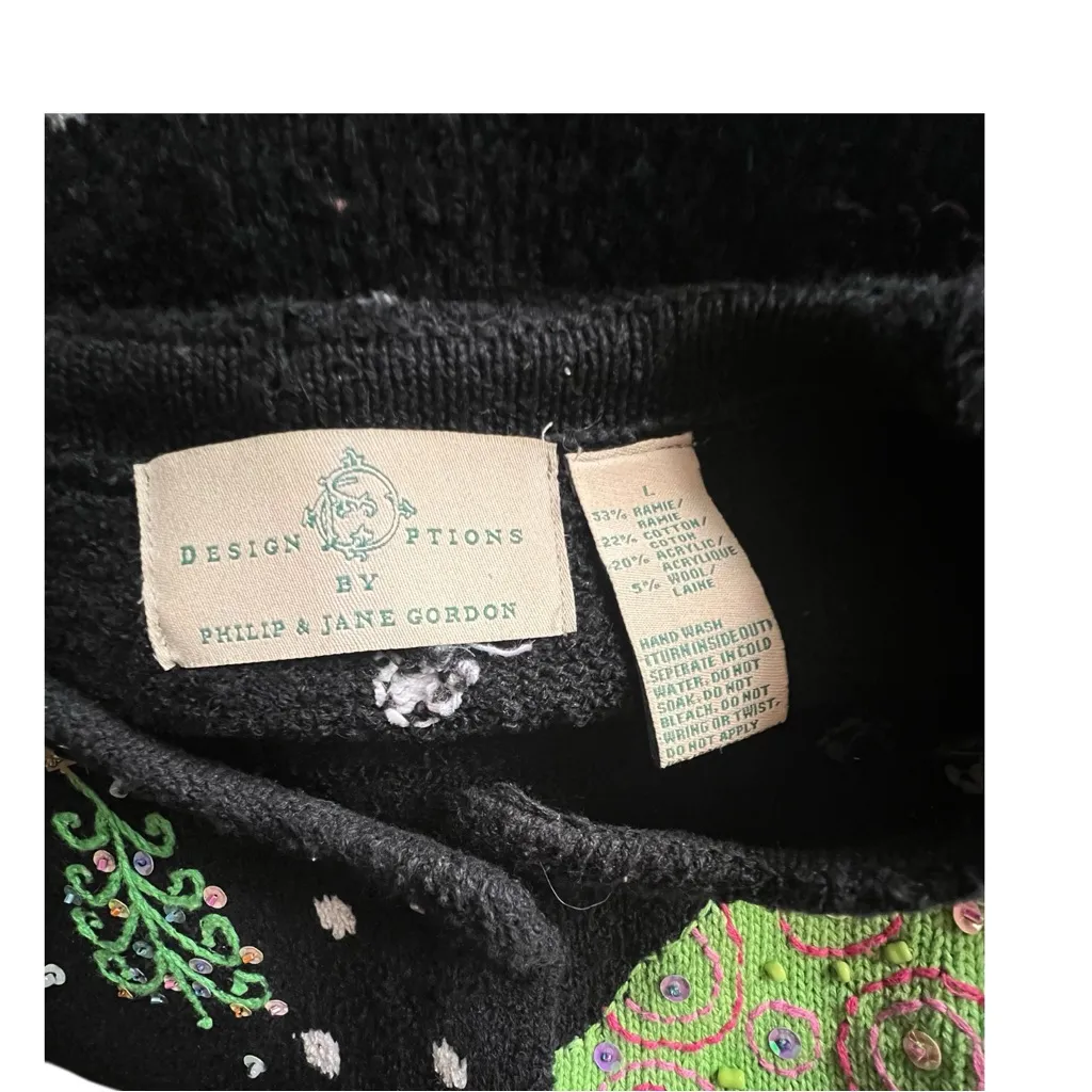 Vintage Design Options By Philip & Jane Gordon 3D Sweater Cardigan SZ. L.. Size L - Image 9