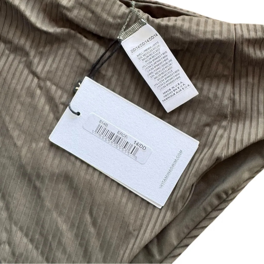 Vitamin A Sienna High Waist Green 14 EcoRib Bikini Swimsuit Bottoms - Image 2