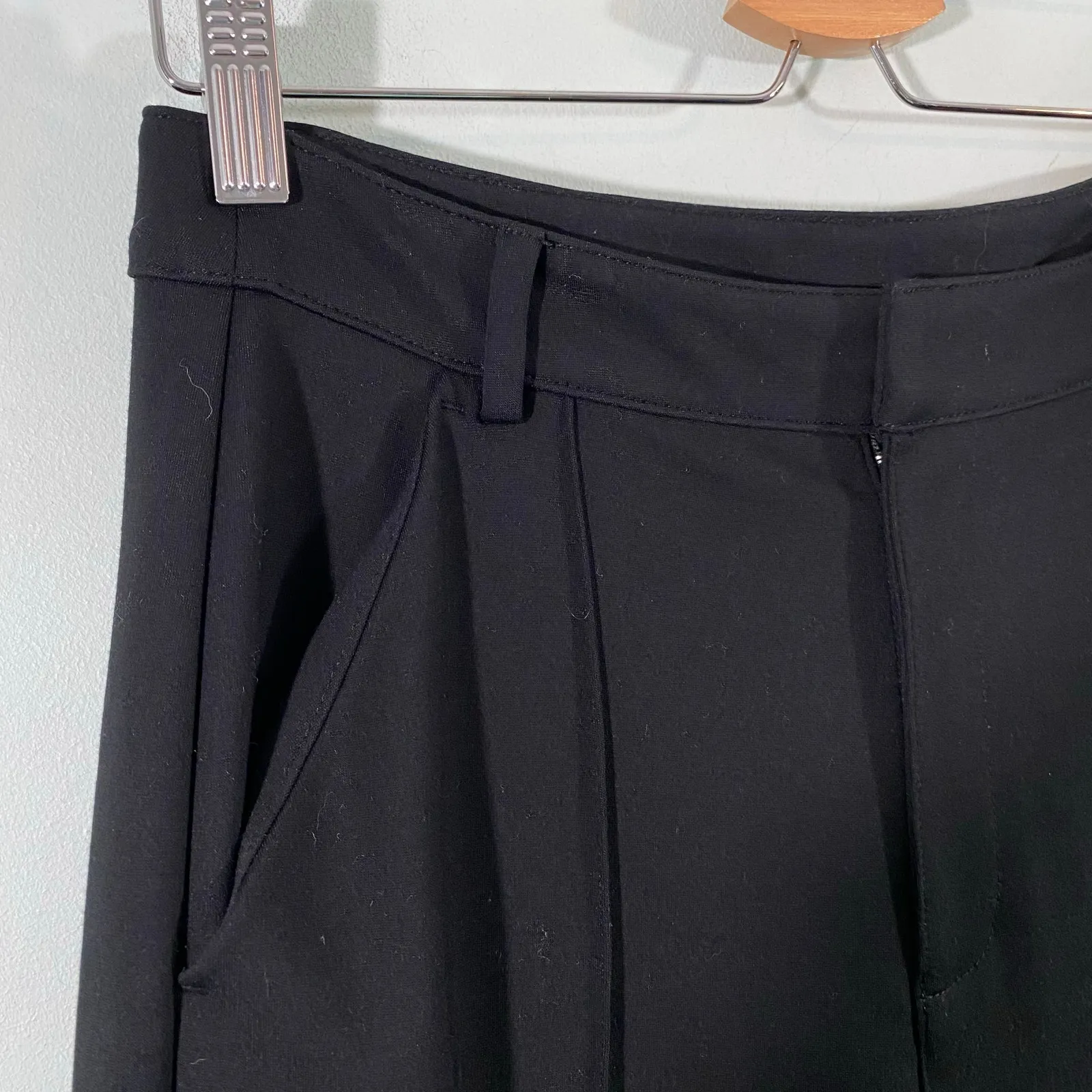 Bar III Women Black Seam Front High Waist Wide Leg Pants Size M Business Work - Image 6