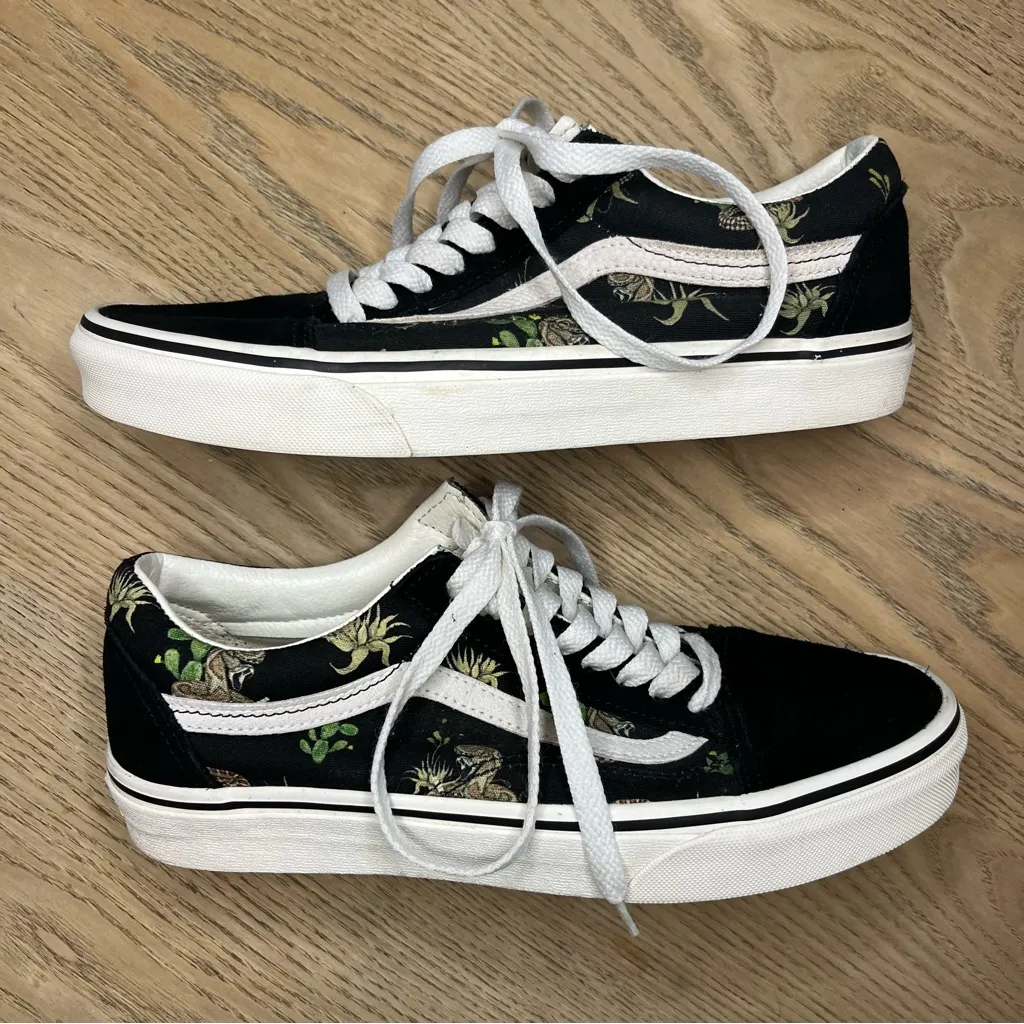 VANS Old Skool Desert Snake Black White Canvas Suede Sneakers Mens 7.5 Womens 9 - Image 7