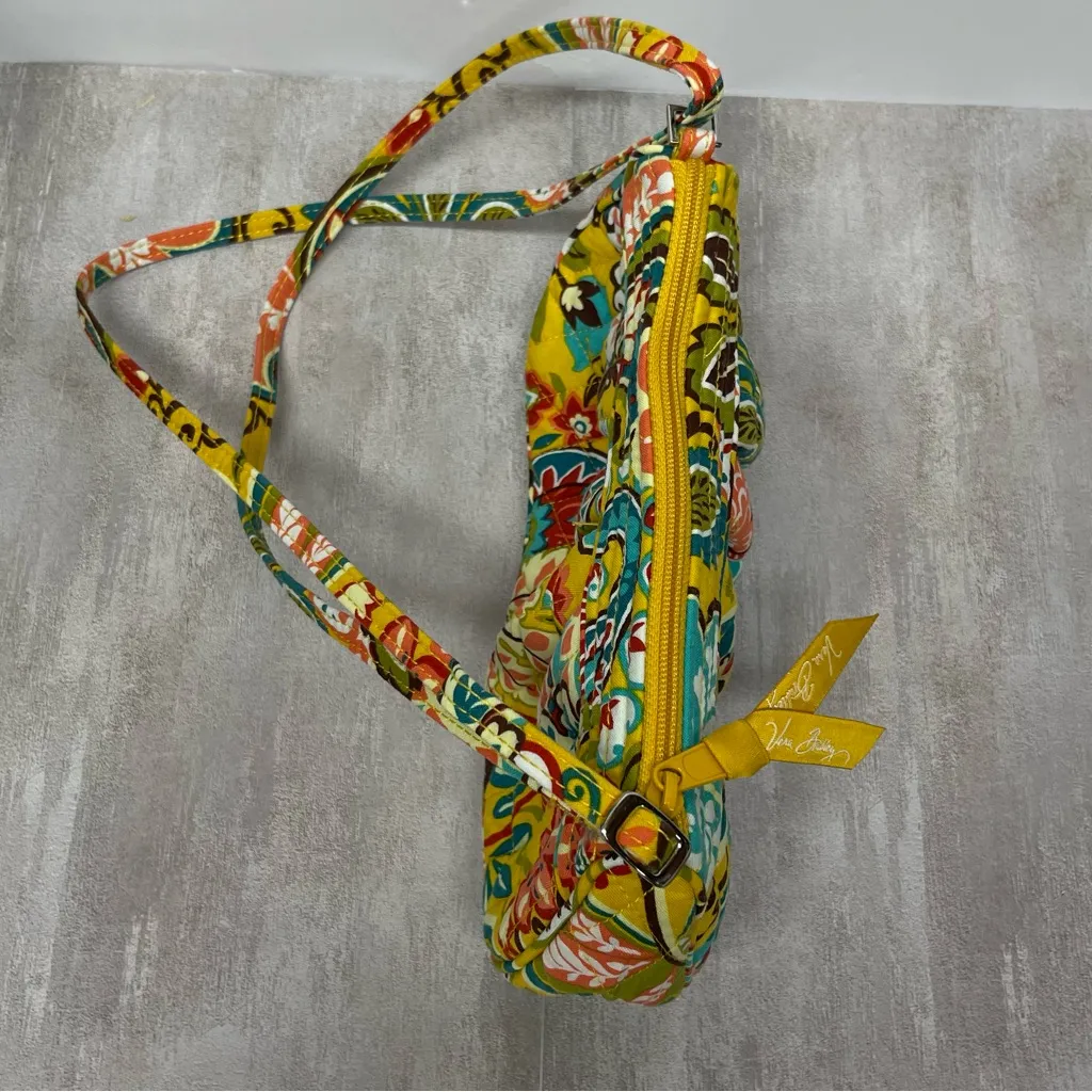 Vera Bradley Provencal Crossbody Bag Yellow Floral Paisley‎ Quilted Cotton - Image 2