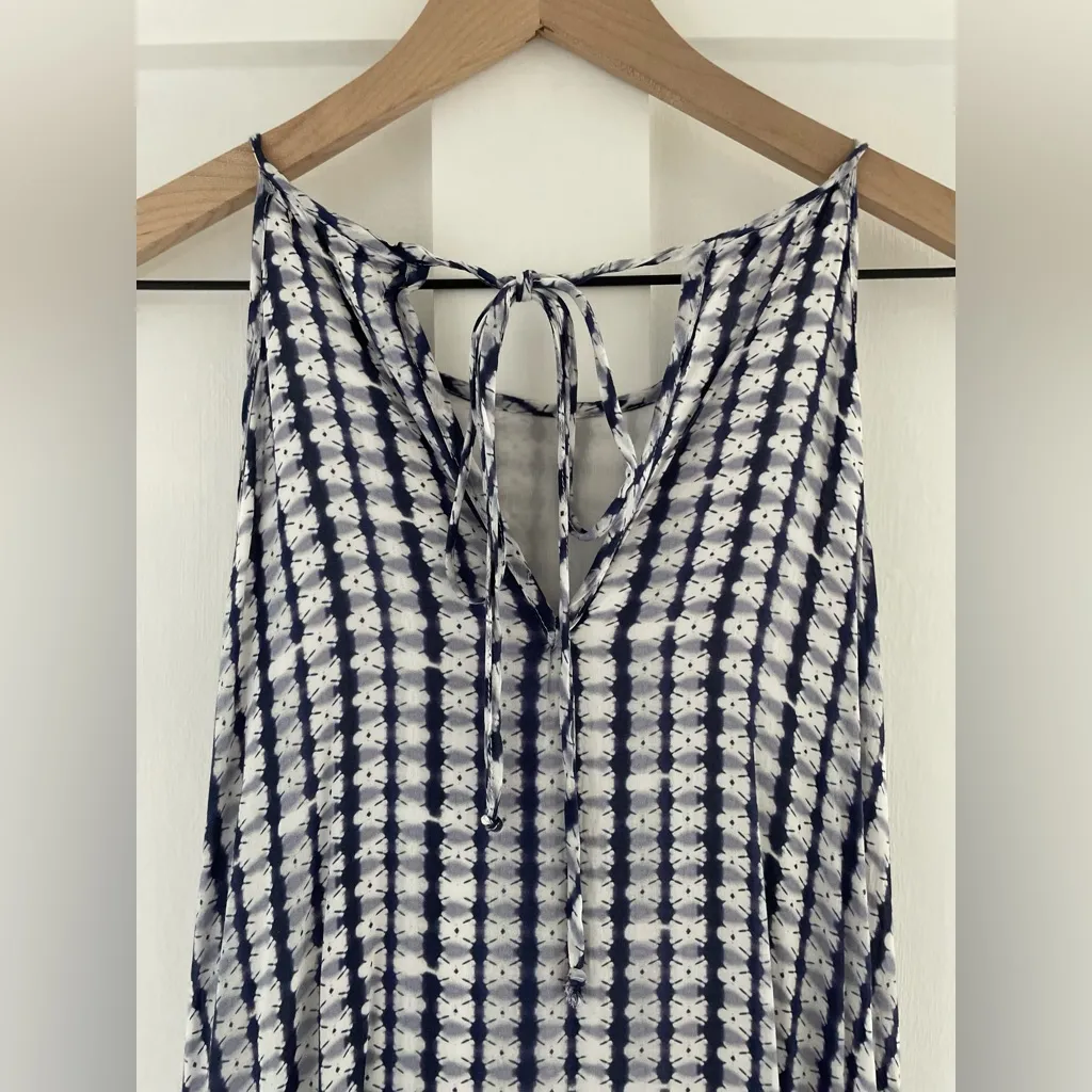 BELLA DAHL Tie Back Sleeveless Halter Flowy Trapeze Patterned Mini Dress Size M - Image 8