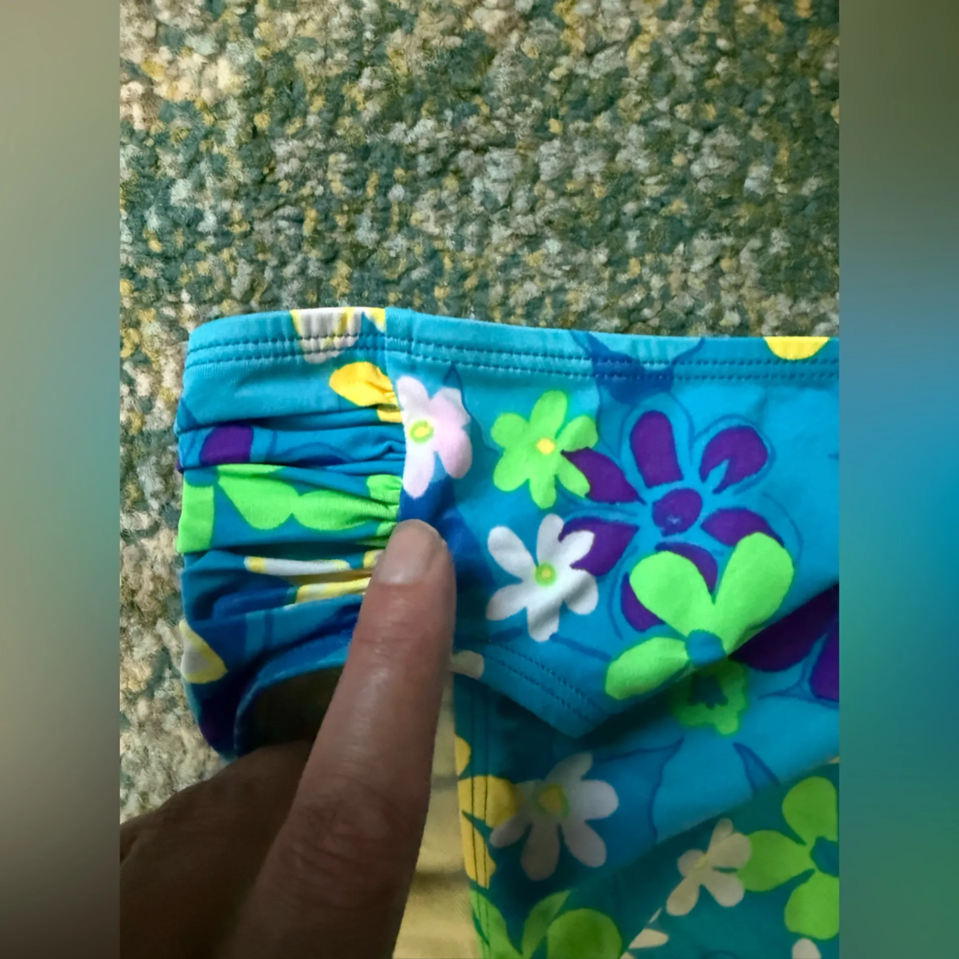 Vintage Le Cove blue flower power high waist underwire bikini, size 14 - Image 11