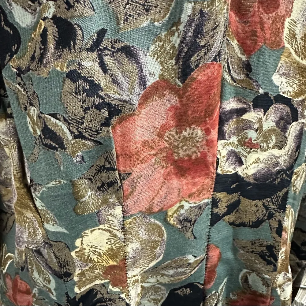 Carole Little Long Sleeve Floral Tailored Waistline Button Accent Dress 12 P - Image 7