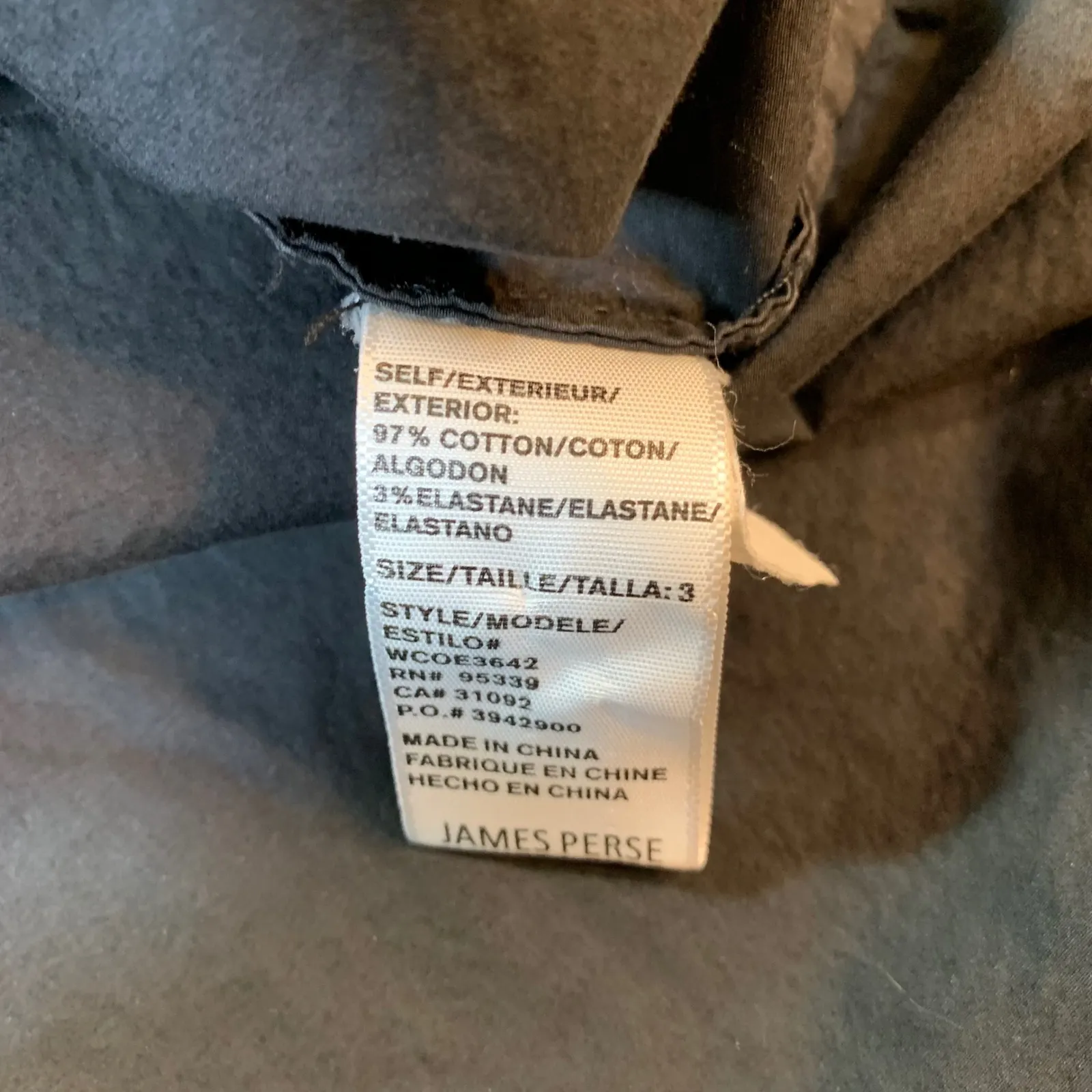 Standard JAMES PERSE Black Split Mandarin Collar Button-Up Cotton Shirt 3 Large‎ - Image 6