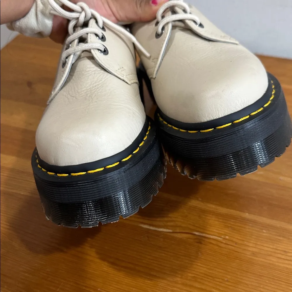 Dr. Martens Cream Leather Platform Shoes - Image 6