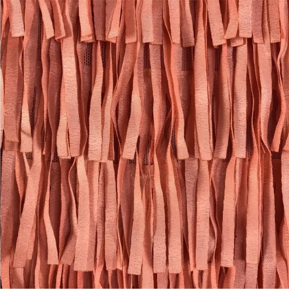 Fringe Mini Skirt Stretchy Tulle Lined Comfy In Dusty Rose Sz L, NWT - Image 7