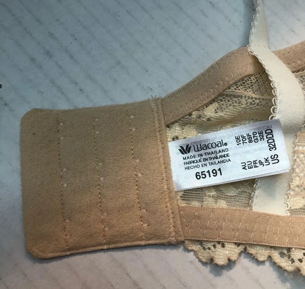 Wacoal Bra Embrace Lace Underwire Bra in Sand/Ivory Sz 32DDD/F EUC Style #65191 - Image 13