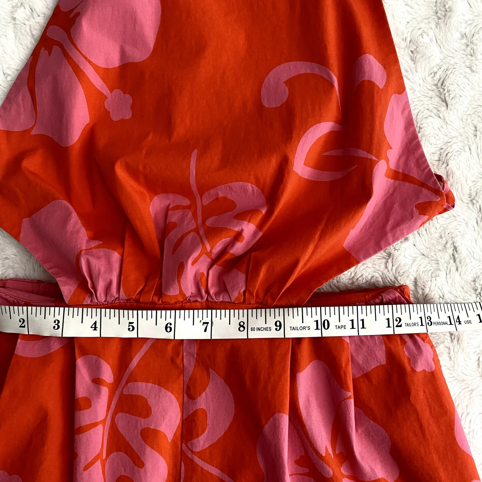 Staud Red Tropical Print Georgia Open Back Halter Summer Beach Romper 2 - Image 8