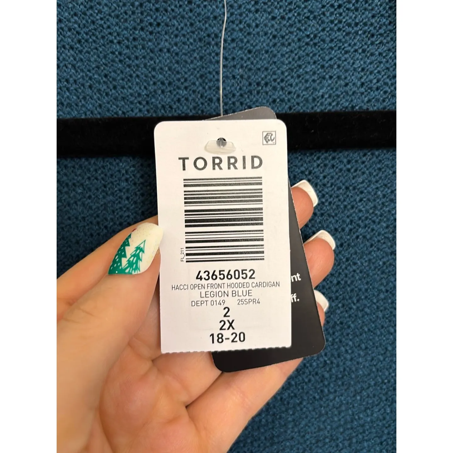 Torrid Hooded Cardigan Womens 2X Legion Blue Hacci Open Front Sweater NWT - Image 4