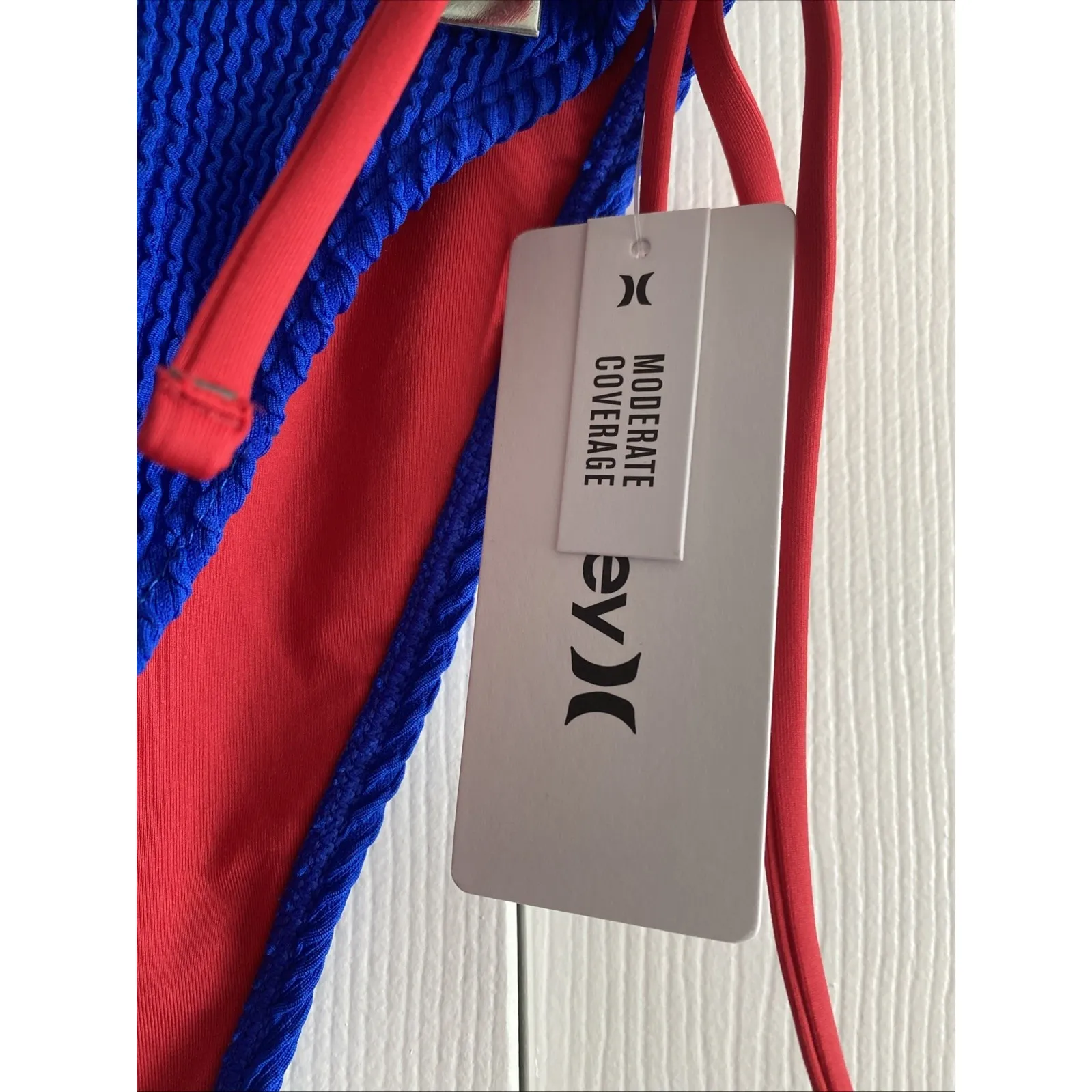 Hurley Womens Small Blue Solid Scrunch Moderate Coverage Side Tie Bikini‎ Bottom - Image 2