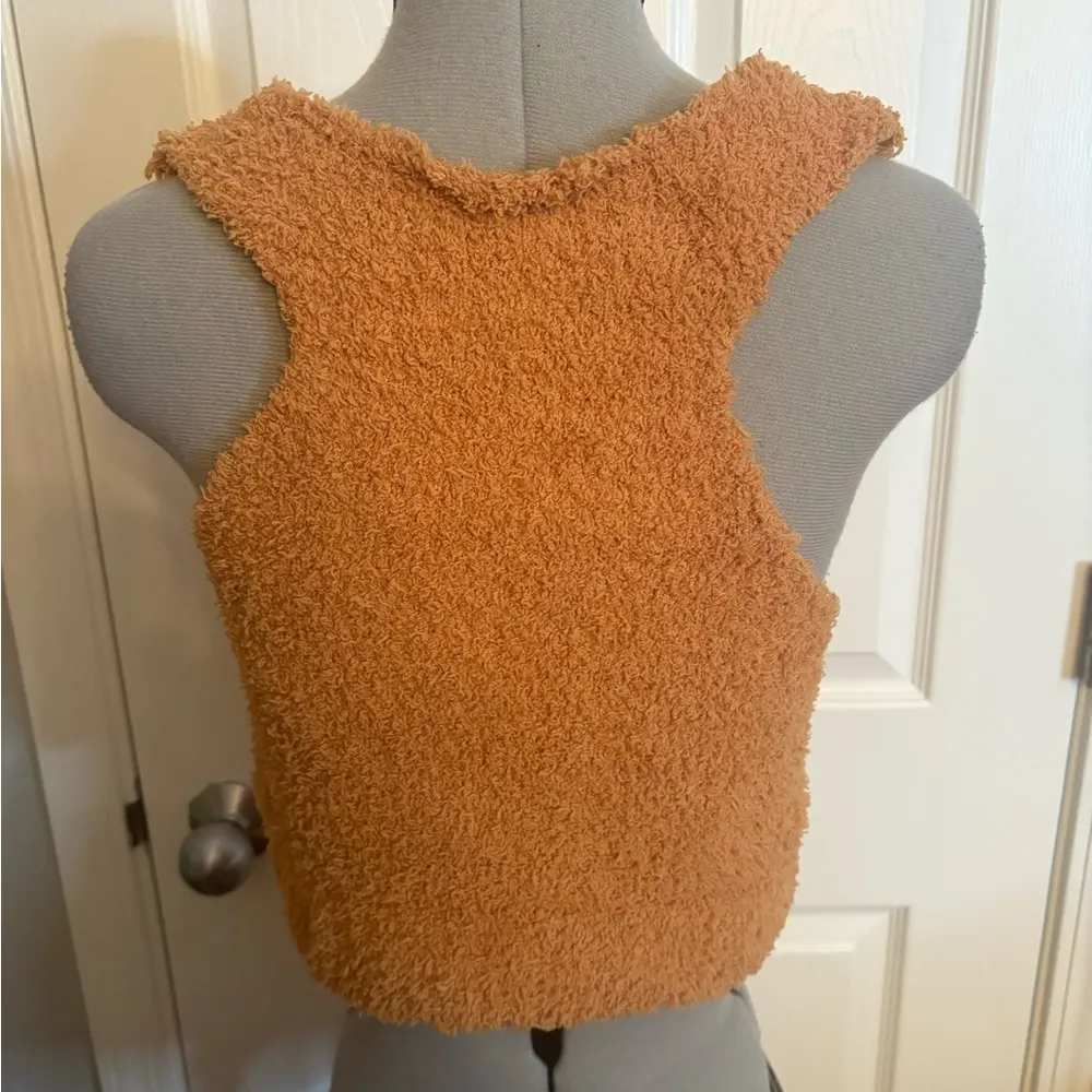 POL Soft Knit Tan Sleeveless Crop Top, Large - Image 2