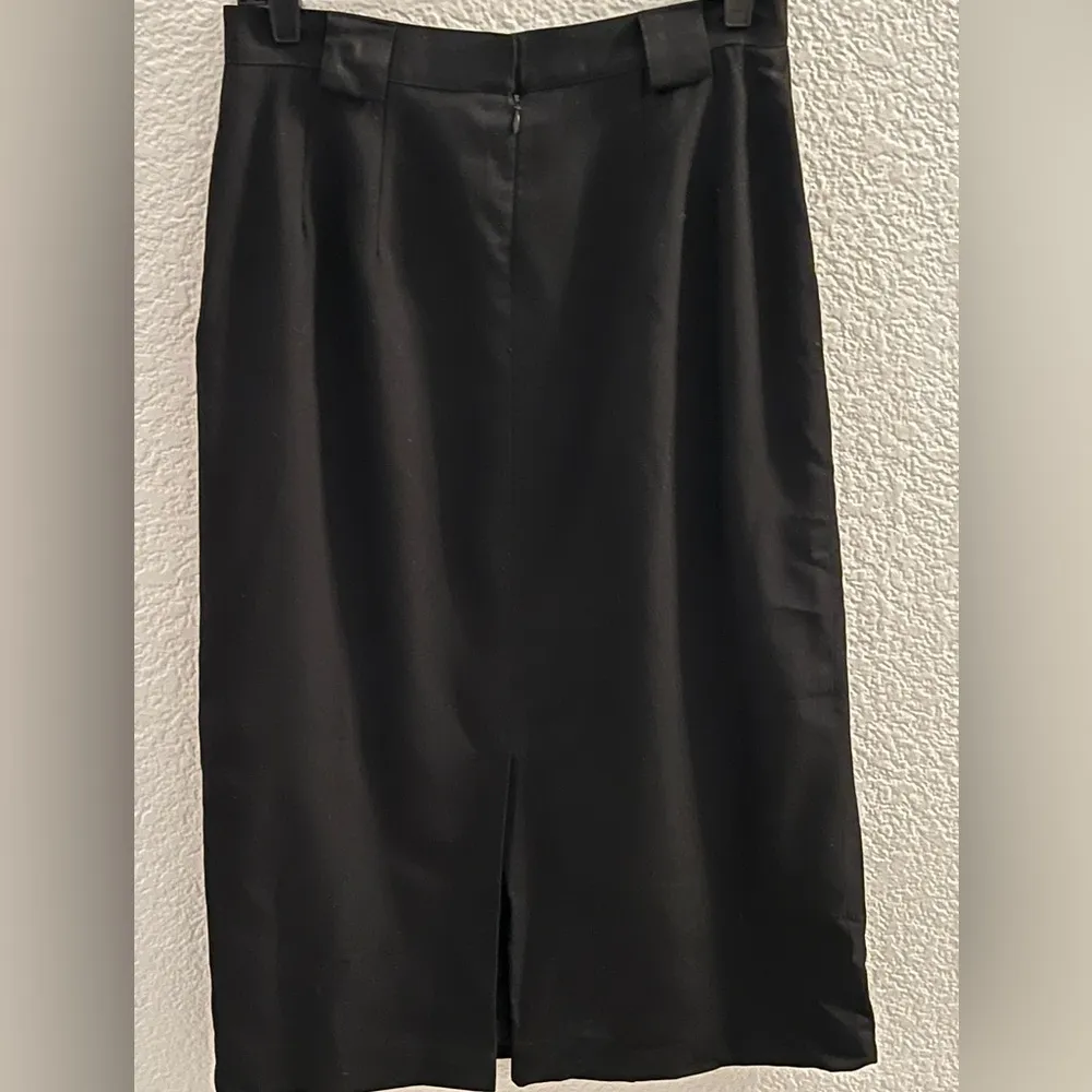 Talbots Linen Wool Blend Midi Black Skirt Size 12 - Image 4