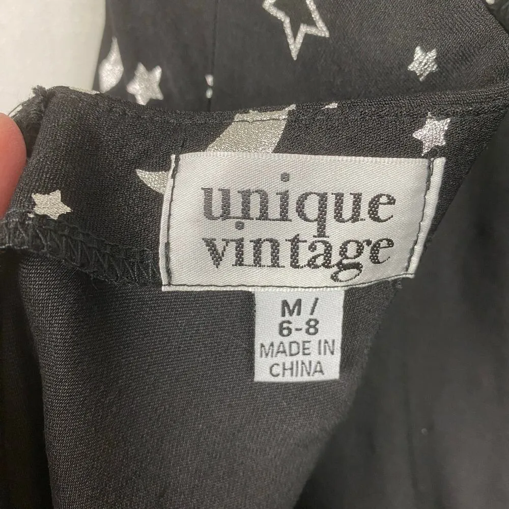 Unique Vintage Black&Silver Delores Galaxy Print 50’s Swing Dress Sz.M/6-8 - Image 6