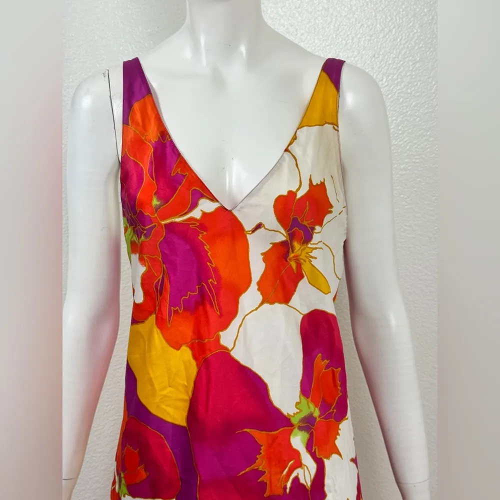 Natori Floral Maxi Dress - Red, Pink, Orange Size small.  F43 - Image 2