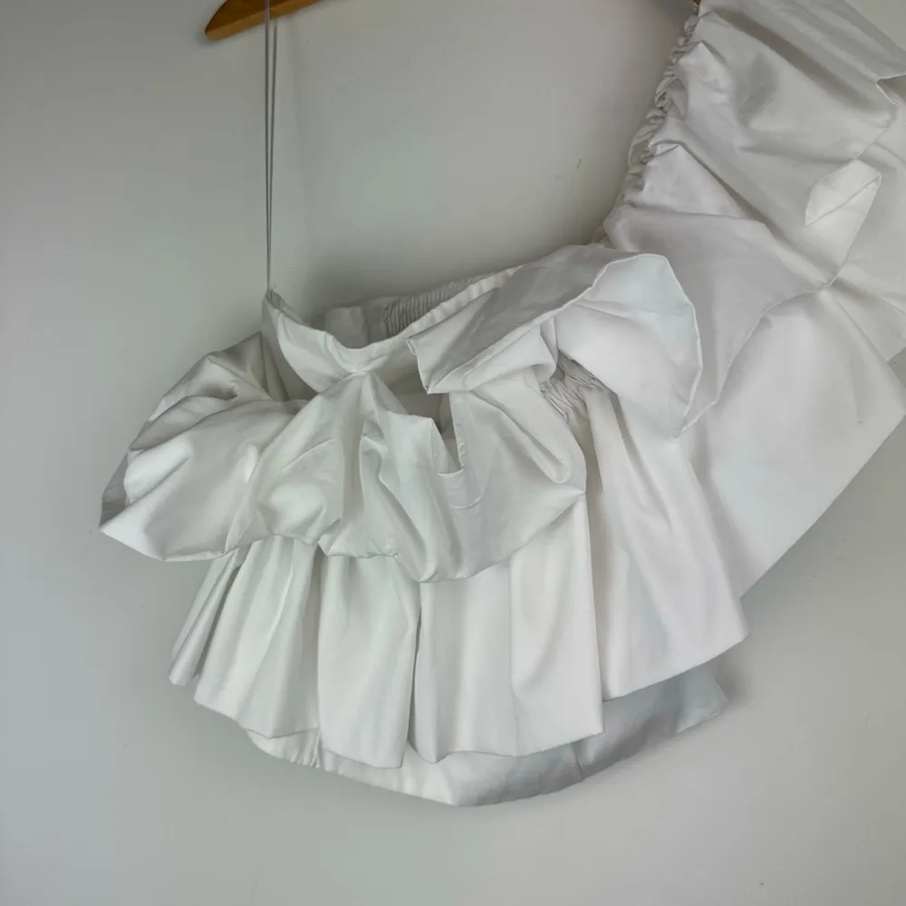 NWT ZARA Ruffle One Shoulder Top Sz Small Poplin Chic - Image 8