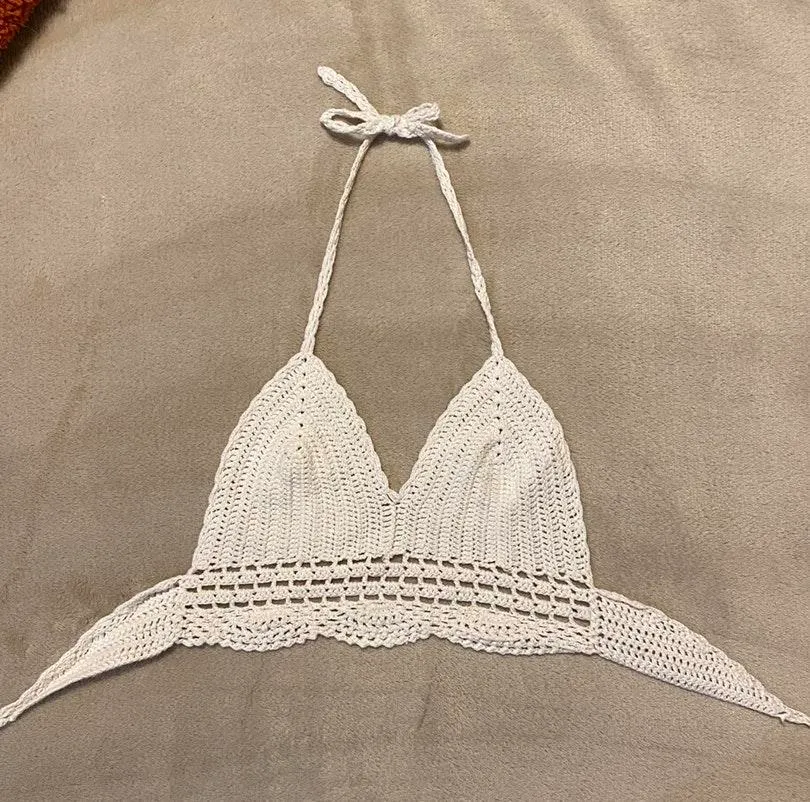 Crochet Halter Top White - Image 4