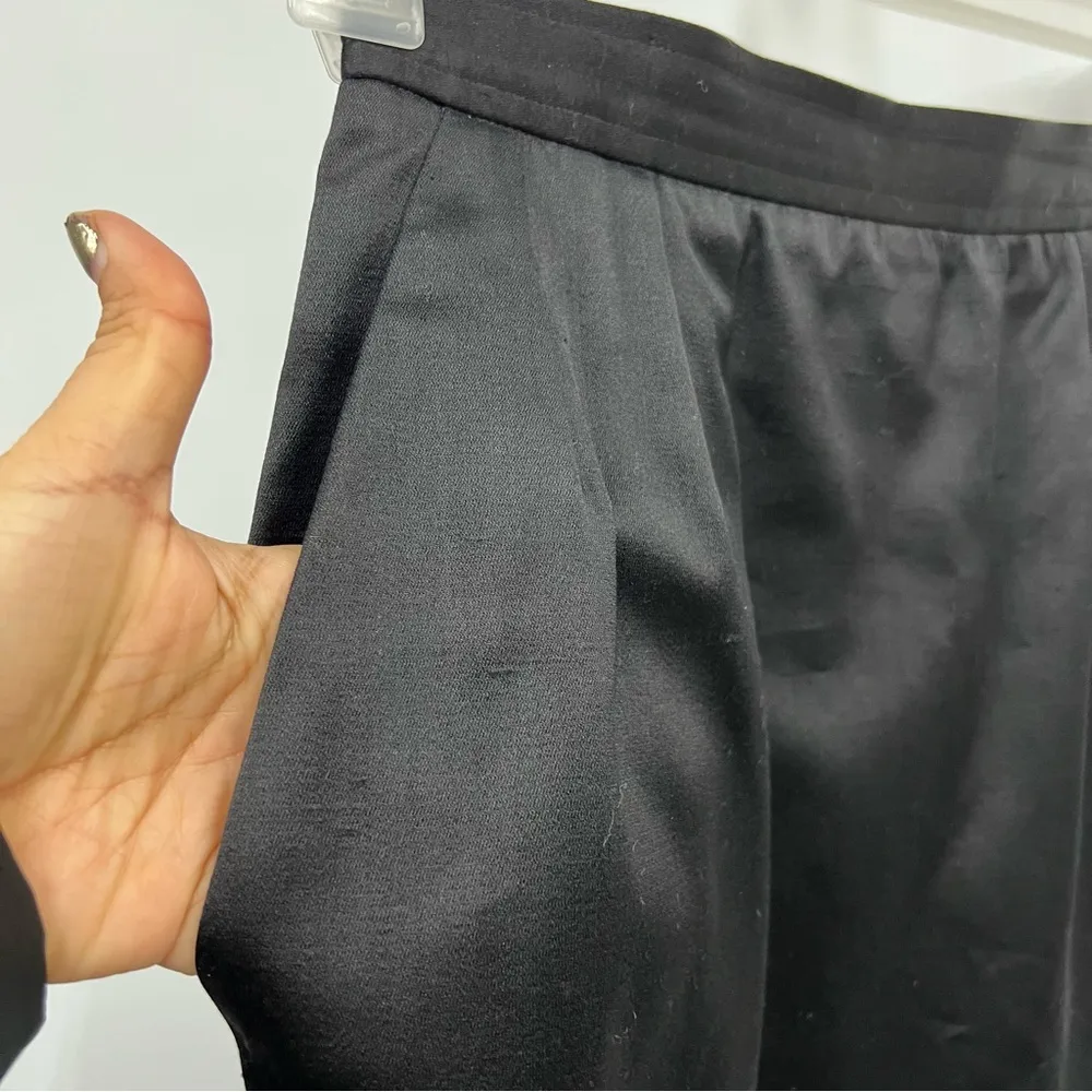 Vintage 38 YSL Yves Saint Laurent rive gauche Black Silk blend Skirt w/pockets - Image 3
