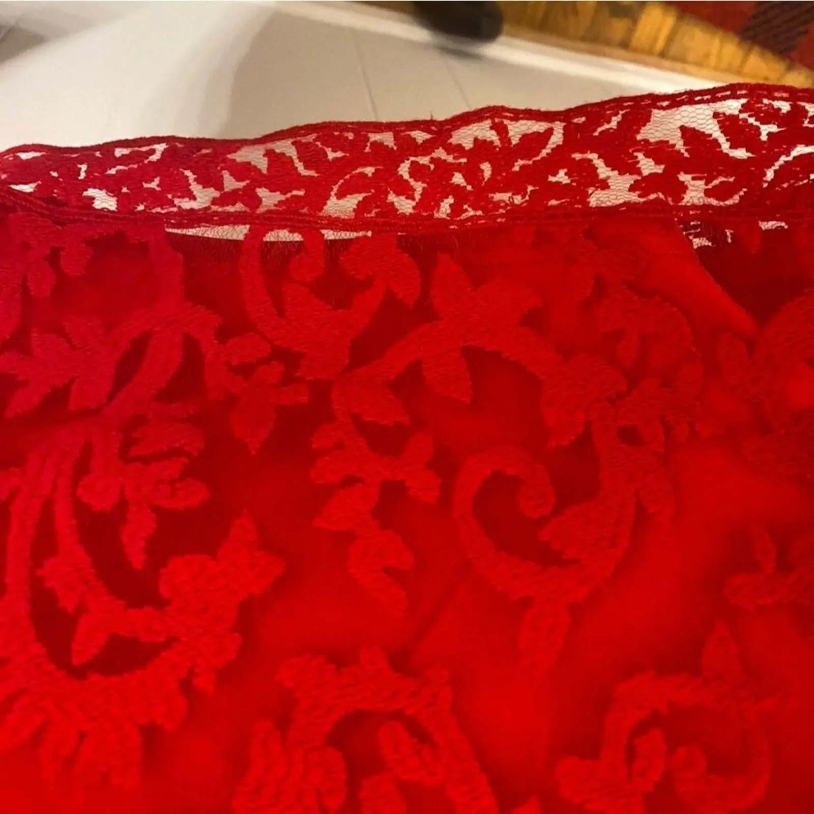 Tadashi Shoji Lace Holiday Party‎ Cocktail Dress Flame Red Bateau Neck (10) Gala - Image 6