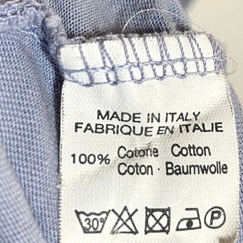 Brandy Melville Long Sleeve Tee 100% Cotton Raw Hem Chest Pocket Crew Neck Blue - Image 4