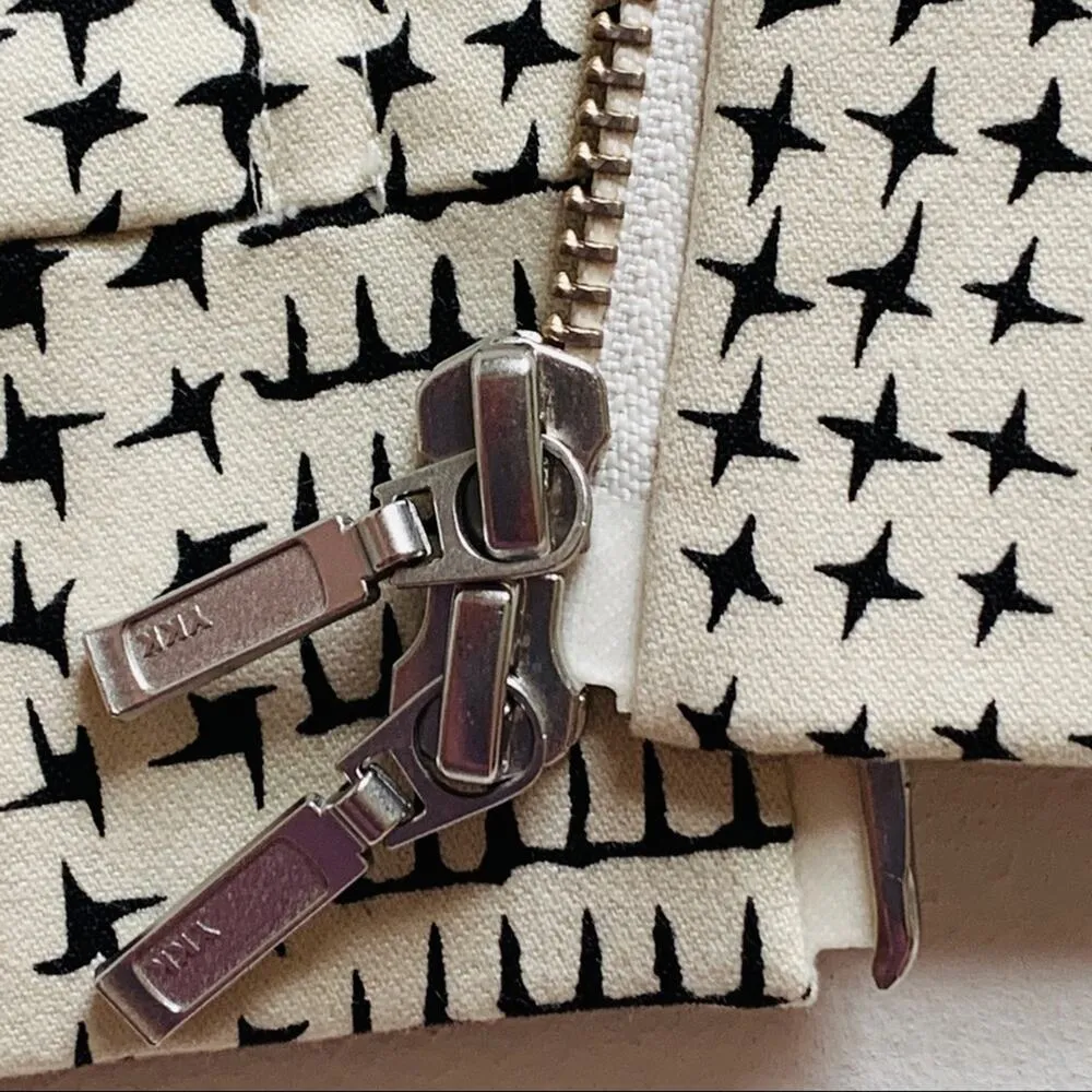 CAbi Jacket Black Cream Houndstooth Short Sleeve Zip Front Medium NWOT - Image 9