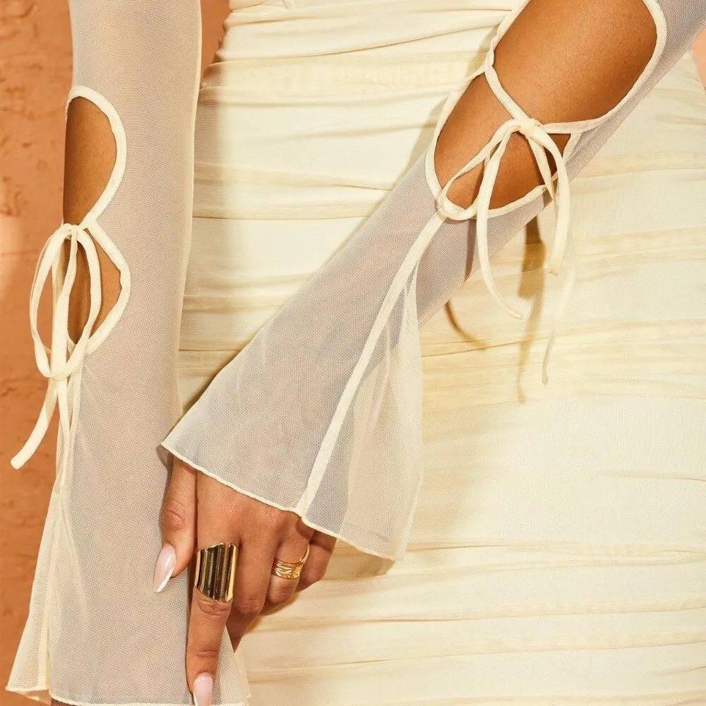 Oh Polly Emalee Off The Shoulder Mini Dress in Ivory 2 - Image 4