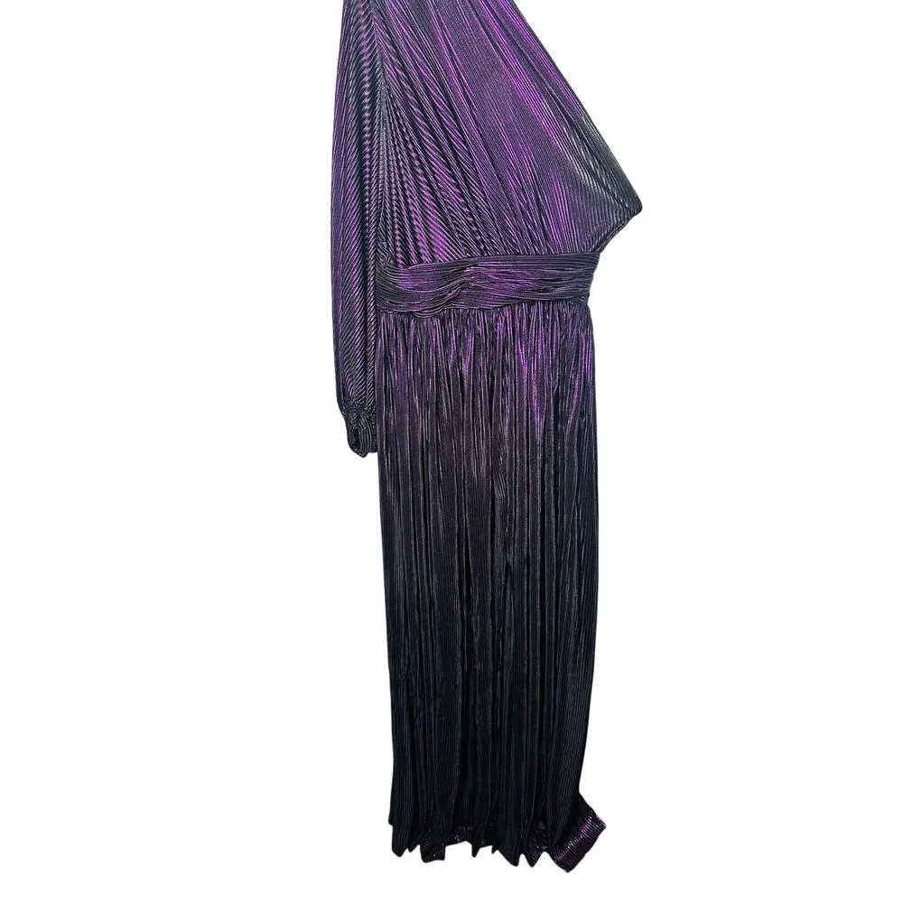 Bronx & Banco Women's Metallic Purple Florence One Shoulder Gown Dress Size XL - Image 3