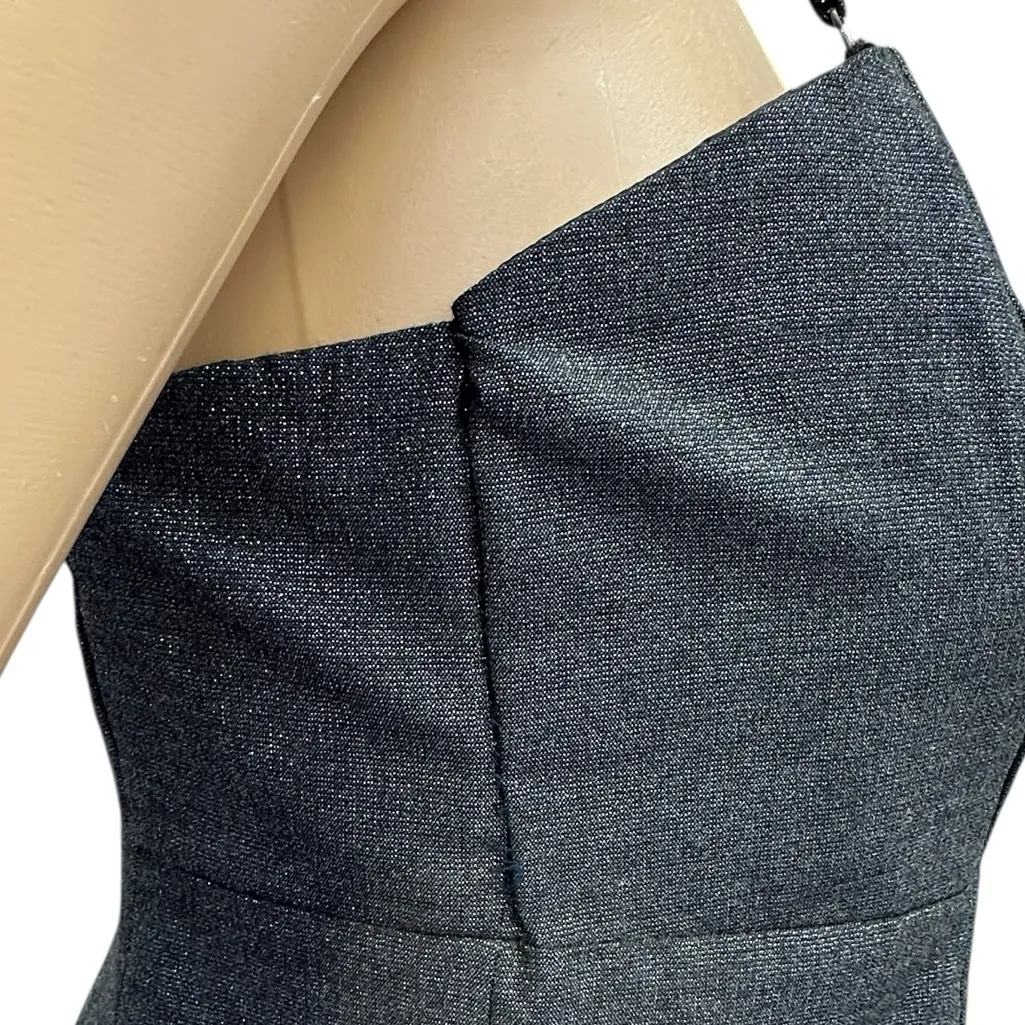 GAP Black Metallic Silver Strapless Spaghetti Strap Dress Womens 4 - Image 13