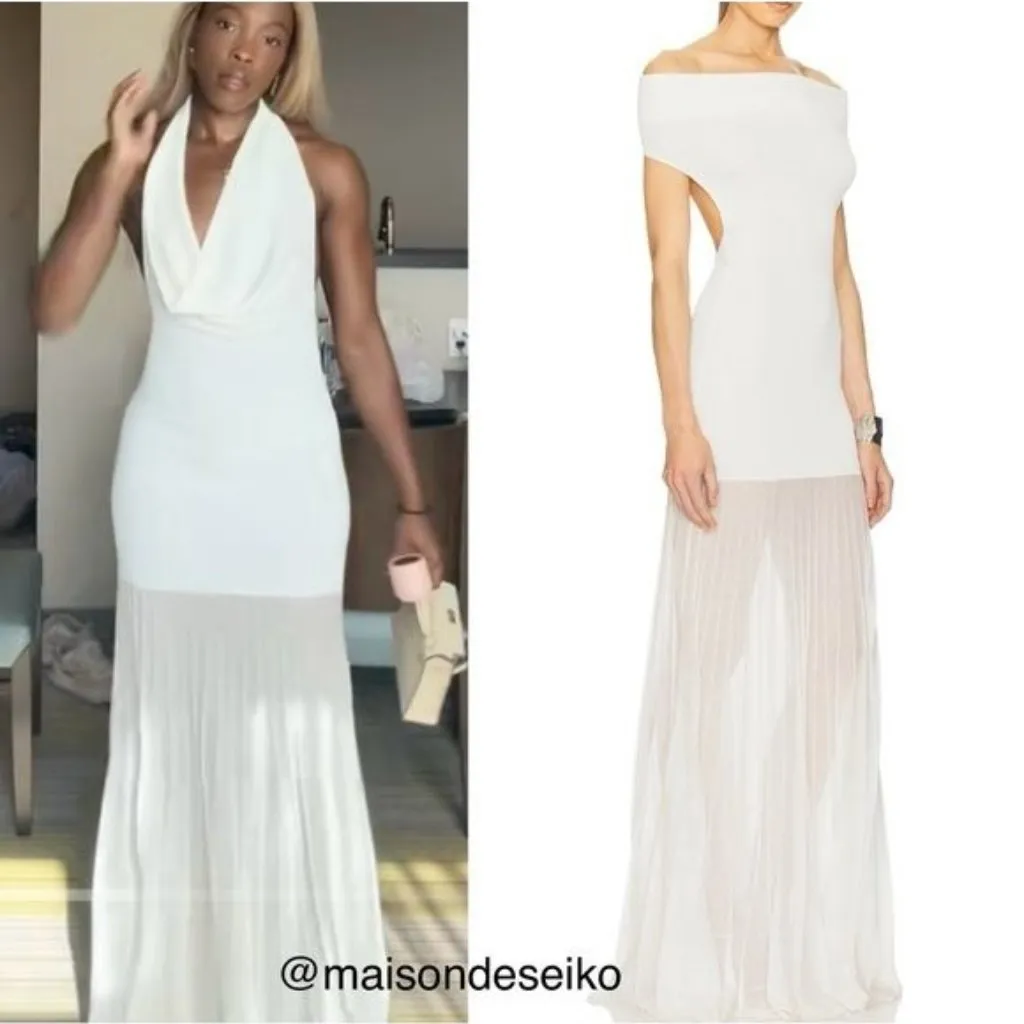 Helsa Jazzlyn Maxi Knit Dress in Ivory Medium New Womens Long Gown - Image 16