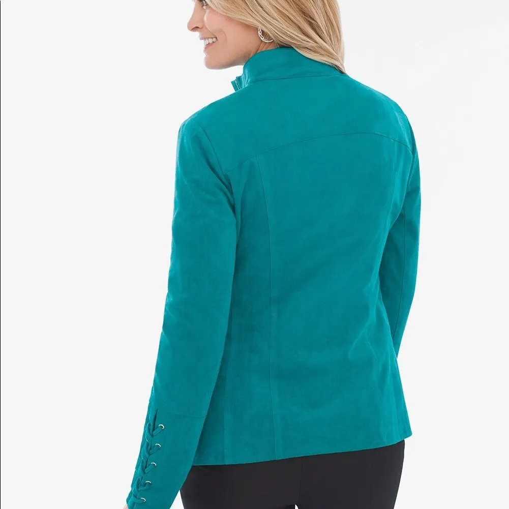 Chico's‎ Sueded Lace-Up Sleeve Jacket Size Medium - Image 11