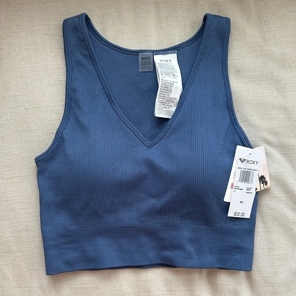 NWT ROXY Chill Out Seamless V Neck Sport Bra M/L - Image 3