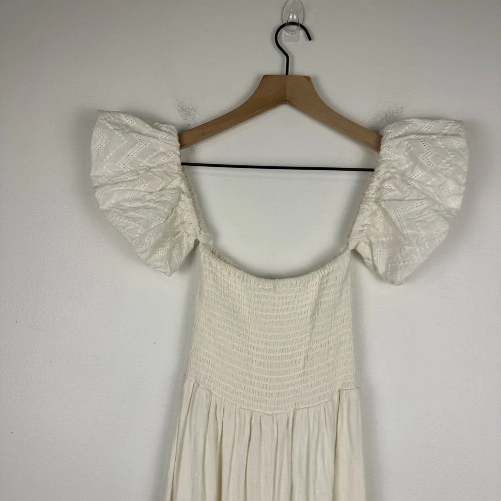 Anthropologie Steele Off Shoulder Sweetheart Smocked Wide Leg Lena Jumpsuit Sz S - Image 8