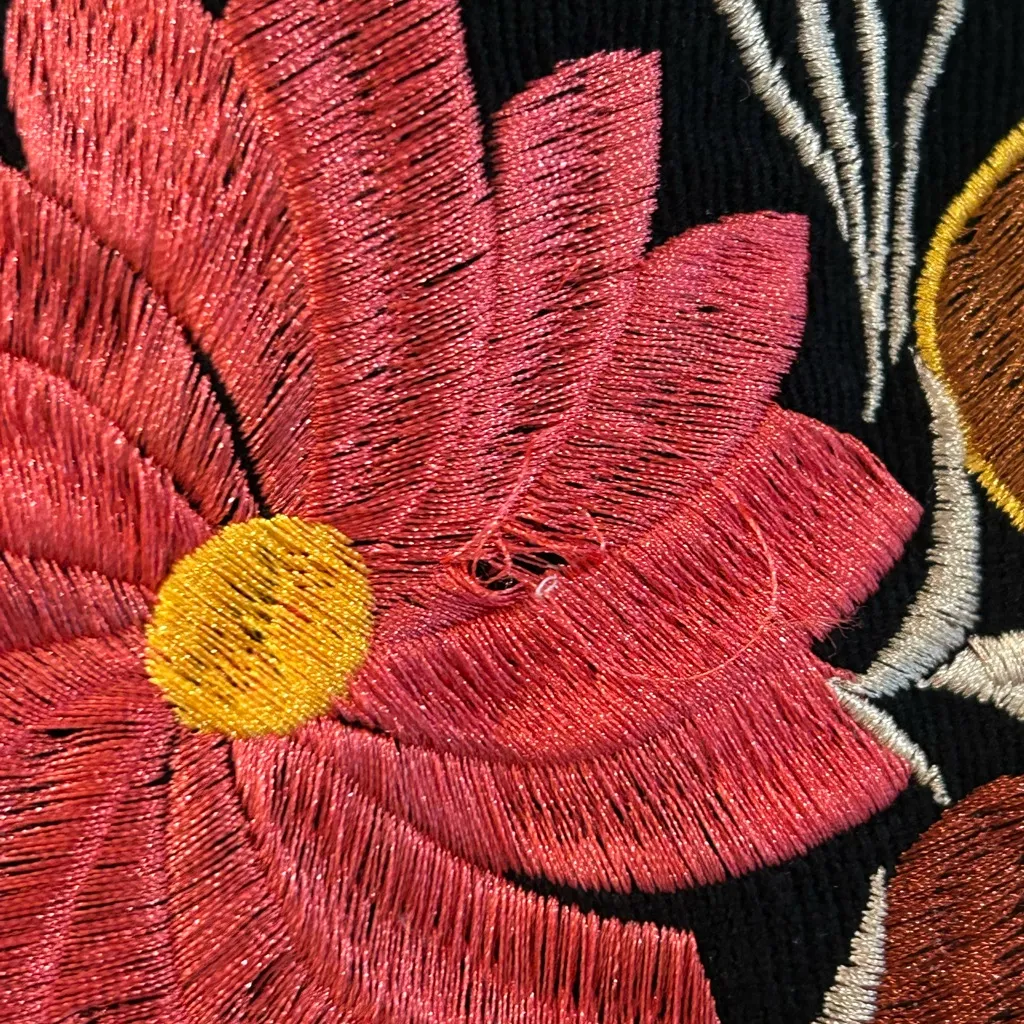 Embroidered Tote Bag Black Pink Brown - Image 10