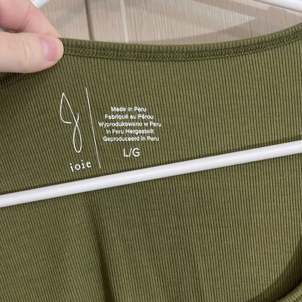 Joie large short sleeve stretchy modal army hunter green ribbed top - Image 3