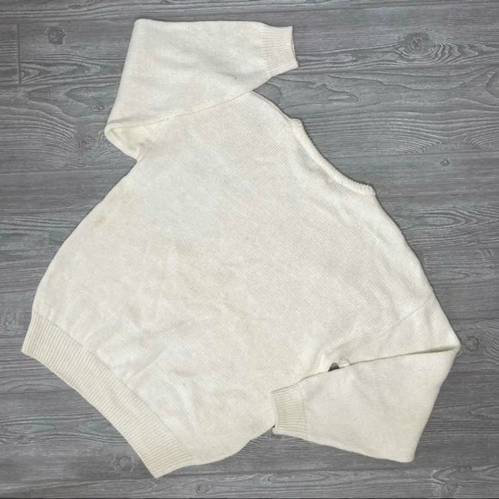 Vintage knit Hana lee sweater “ feather “ moira rose retro 80s shirt med Silver - Image 4