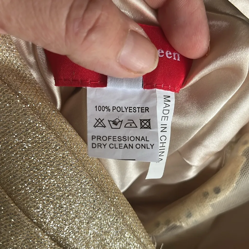 Dancing Queen Gold Strapless‎ Floral Dress - Image 6