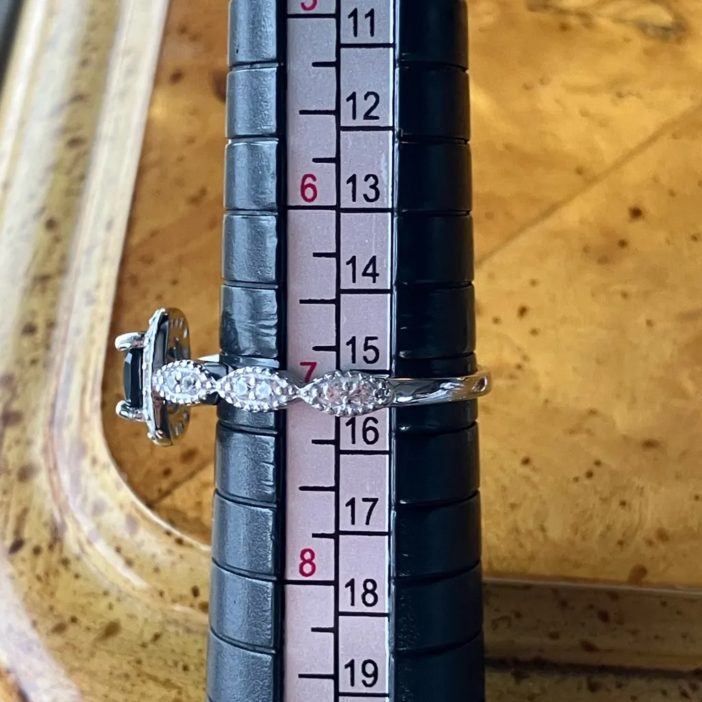 London Blue Topaz Sterling Silver Ring Set Size 7 - Image 9