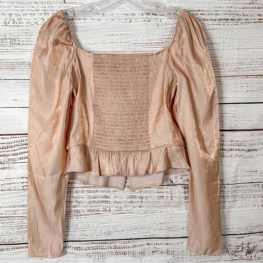 NEW Good American Rose Gold Metallic Too Tempted Corset Top, Size Medium - Image 10