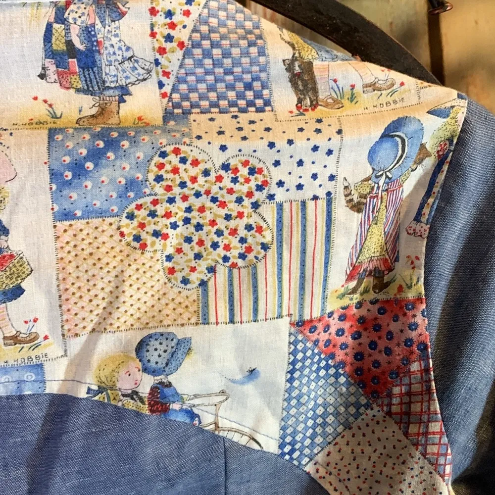 Vintage Holly Hobbie Print Chambray Cowboy Shirt Size 7/8 Red - Image 9
