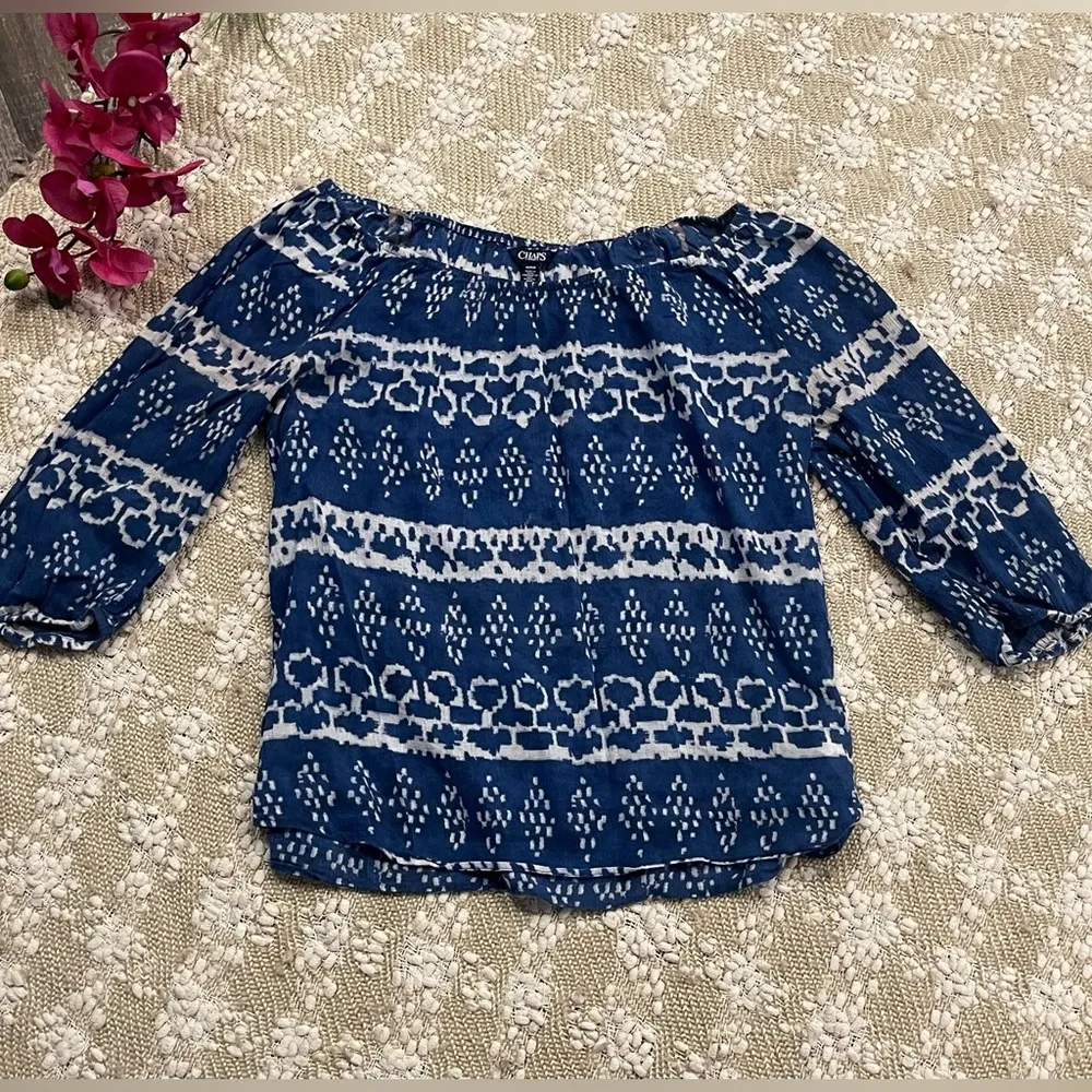 Chaps Bohemian Off Shoulder Blouse Size M. - Image 3