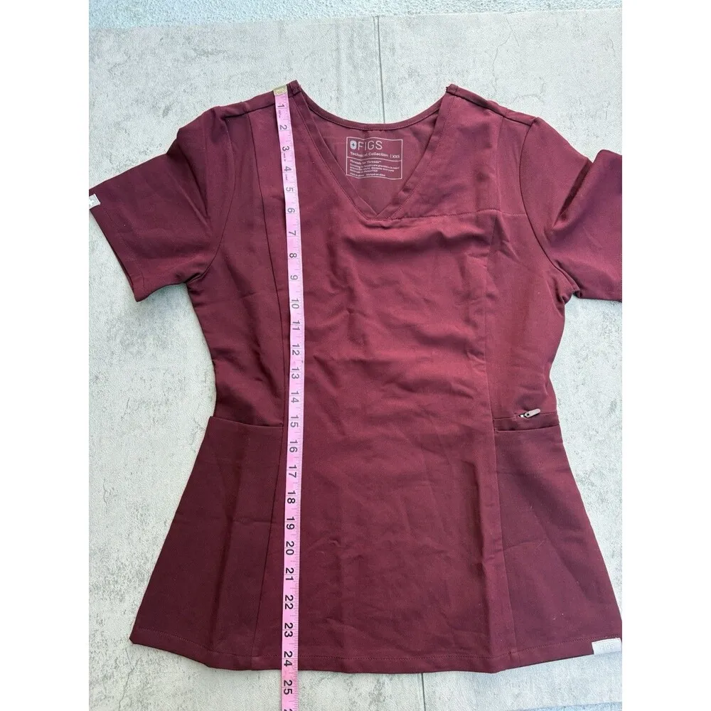 NWOT FIGS Women Scrub Top Slim Fit V-Neck Healthcare Technical Collection Sz XXS - Image 7