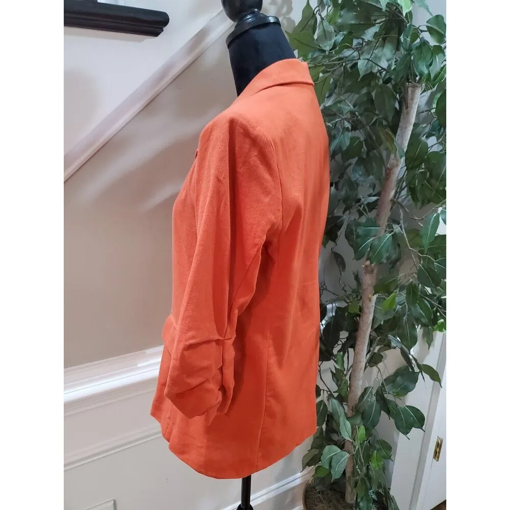 Lush Coral Cotton Single Breasted One Button Boyfriend Blazer Jacket Size Small - Image 7