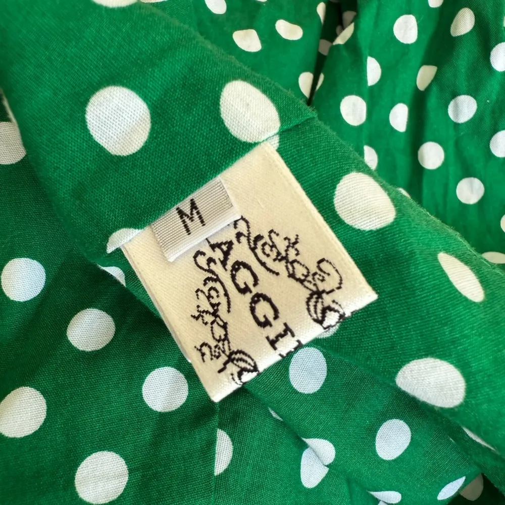 Vintage Maggie Tang Retro Polka Dot Cotton Dress A Nostalgic Delight Green M Size M - Image 7