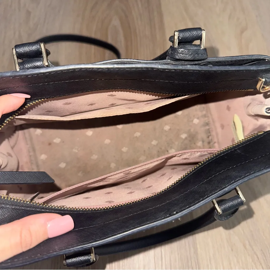 Kate Spade Light Pink & Black Crossbody Tote Bag & Matching Wallet - Image 4