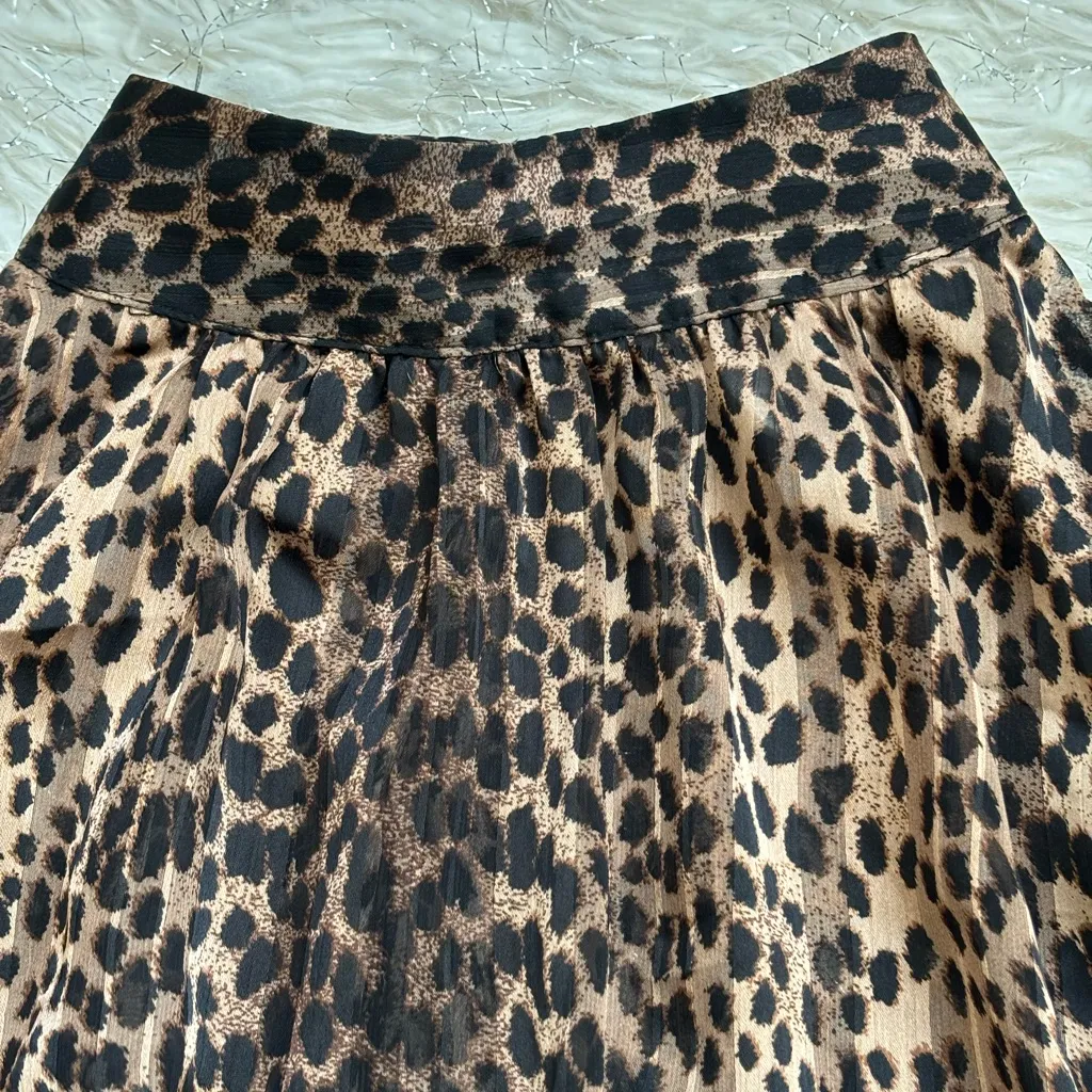 H&M Light Beige Dark Brown Animal Print Sheer Long Sleeves Blouse Size 10 - Image 12