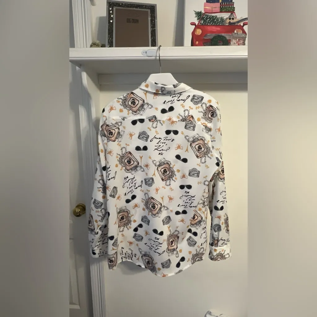FINAL PRICE Karl Lagerfeld White Graphic Shirt - Image 7
