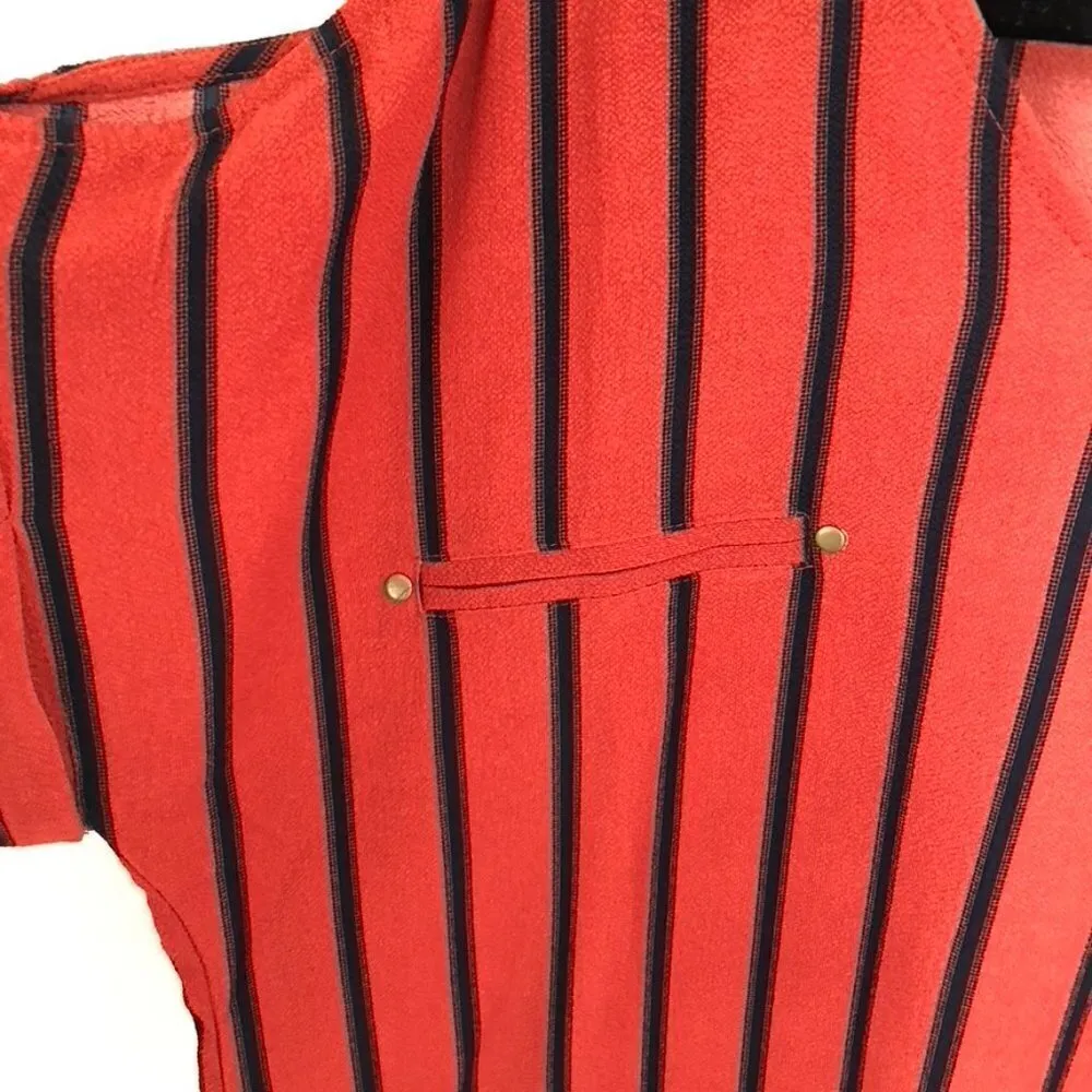 Mine Women's Cold Shoulder Short Sleeve Blouse Sz L Blue Size L - Image 5